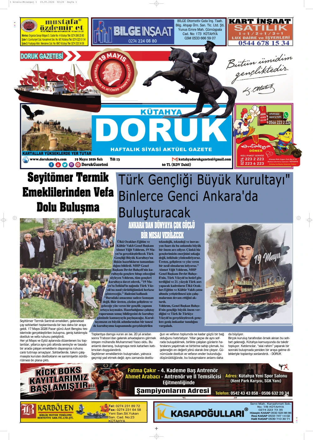 19 Mayıs 2026 Doruk Gazetesi